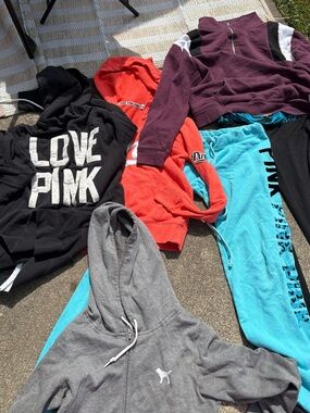 PINK Victoria's Secret Girls' Aqua Blue Logo Joggers & Assorted Hoodies - Pack